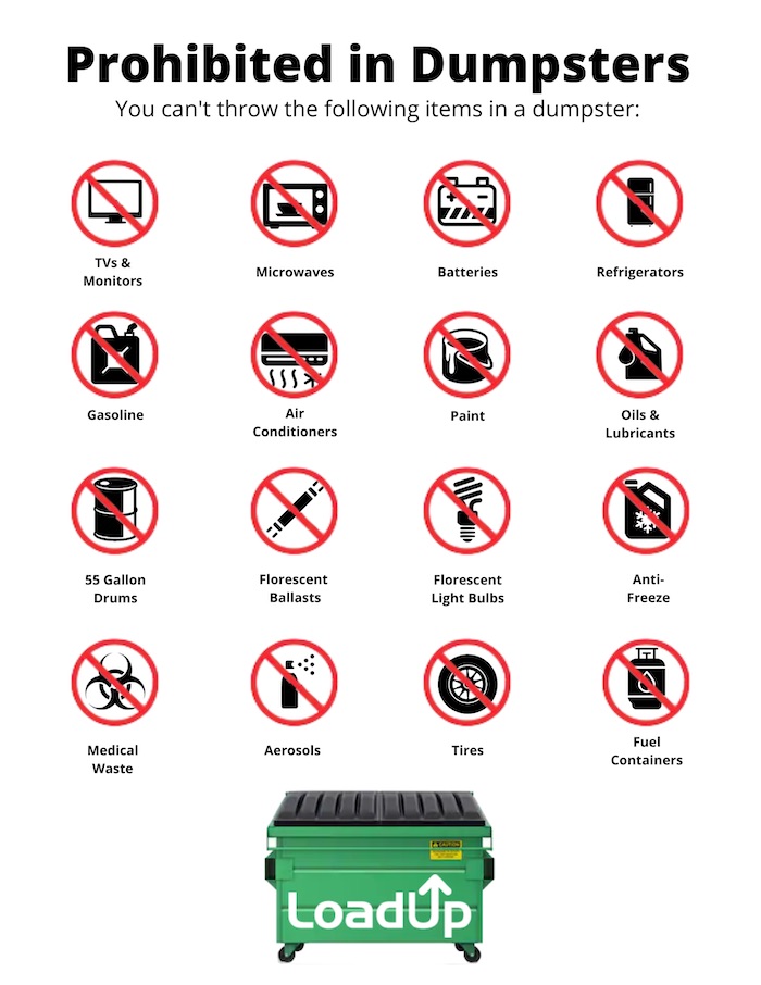 dumpster prohibited items