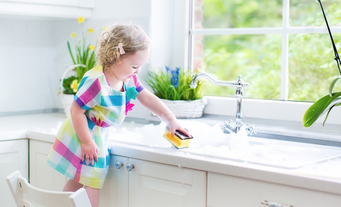 Toddler Cleaning Kitchen