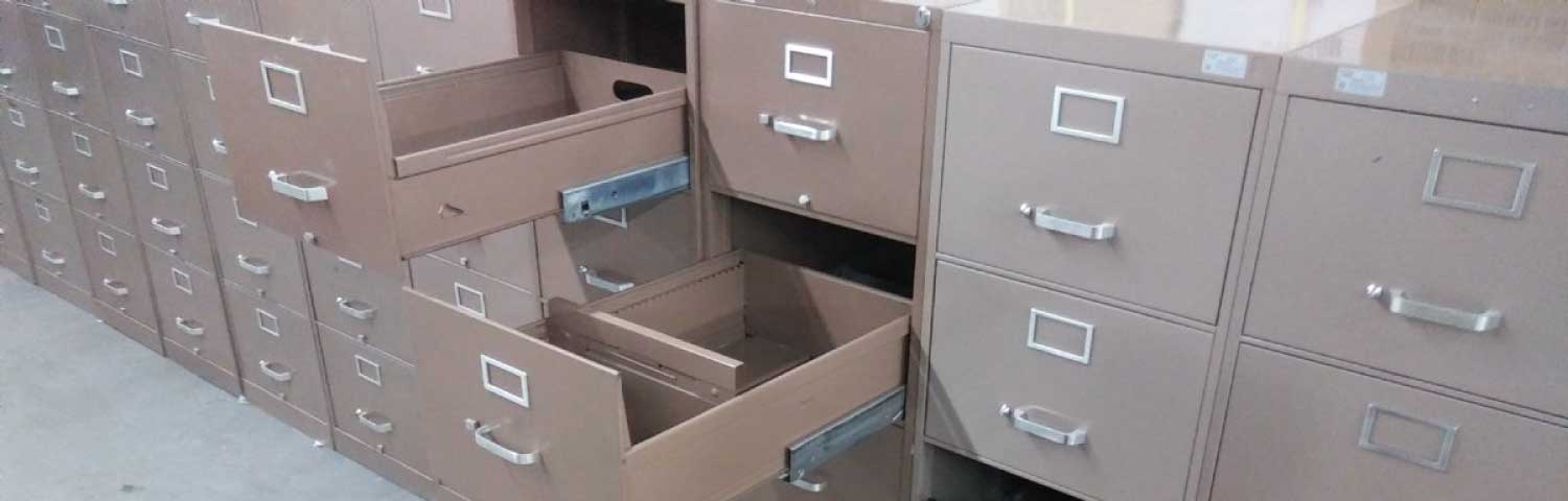 Old office filing cabinets ready for removal