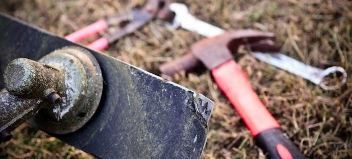 old yard tools ready for disposal