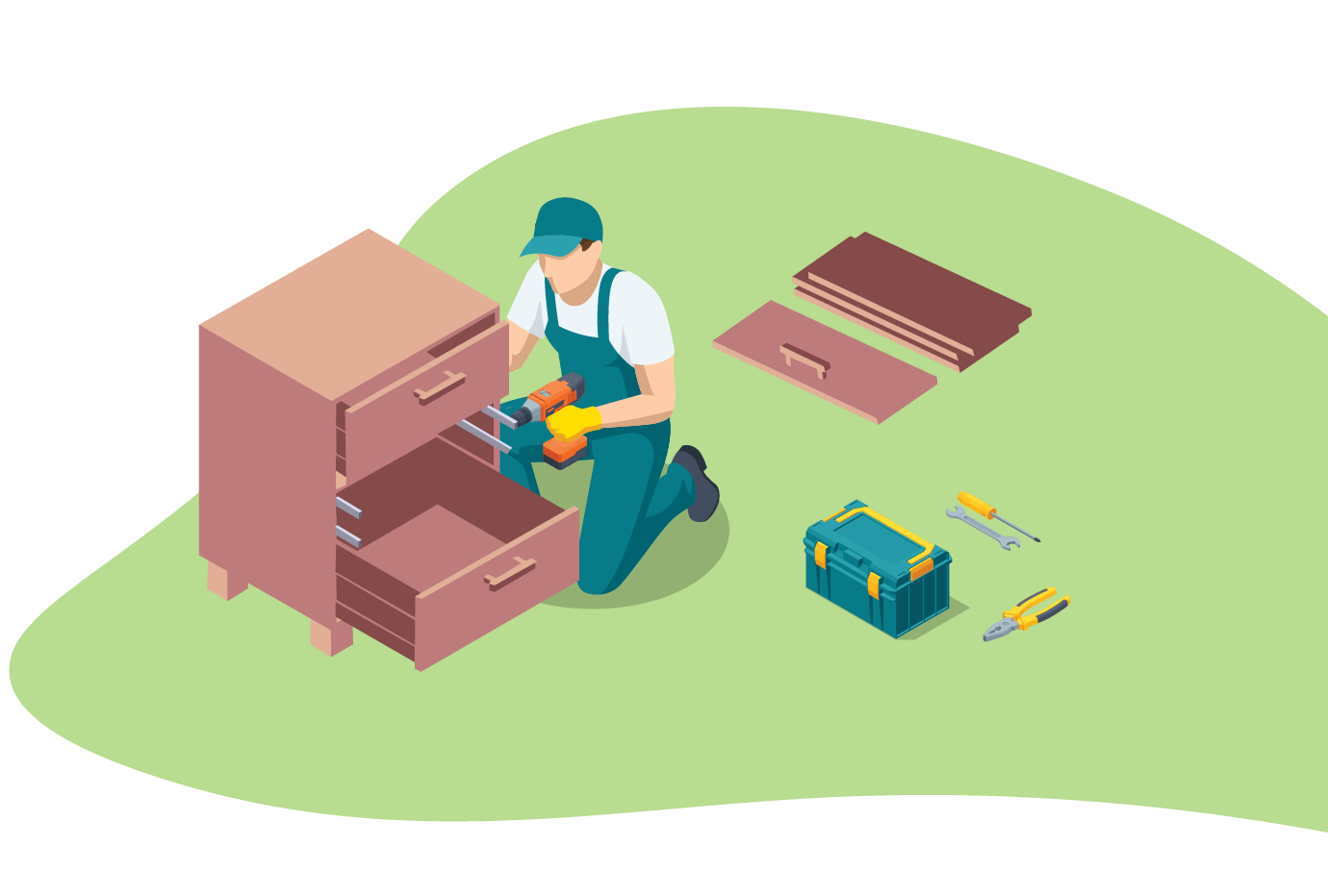 LoadUp handyman setting up a nightstand