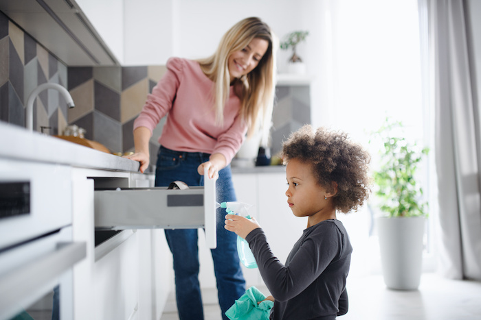 Family cleaning drawer in the kitchen.