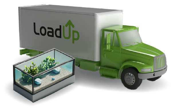 Junk removal truck with a aquarium ready for removal and disposal