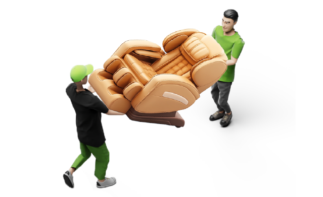 Loaders hauling away a massage chair