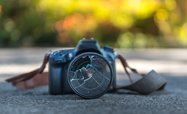 Broken camera ready for professional removal