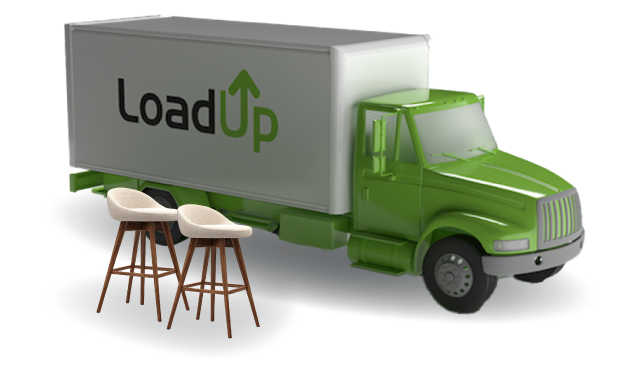 set of 2 old stools next to box truck ready for removal