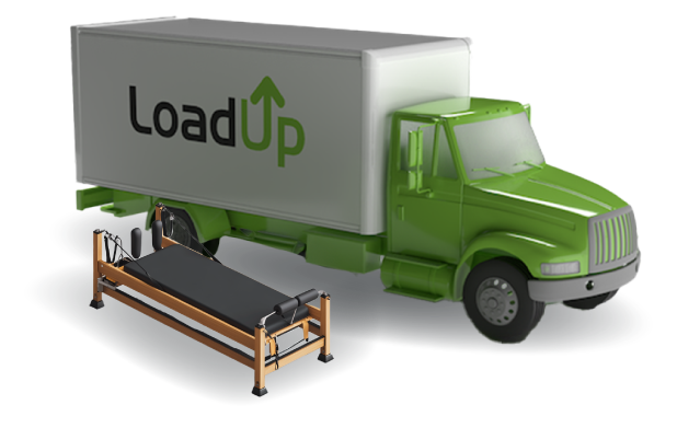 Pilates machine next to junk removal truck for professional haul away