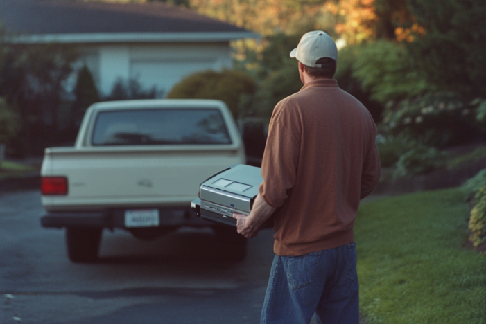 Junk hauler removing a VCR