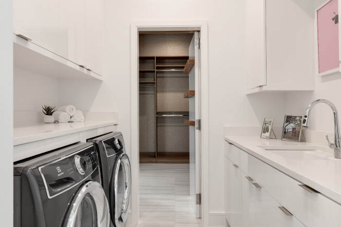 Clean and organized laundry room ready for use